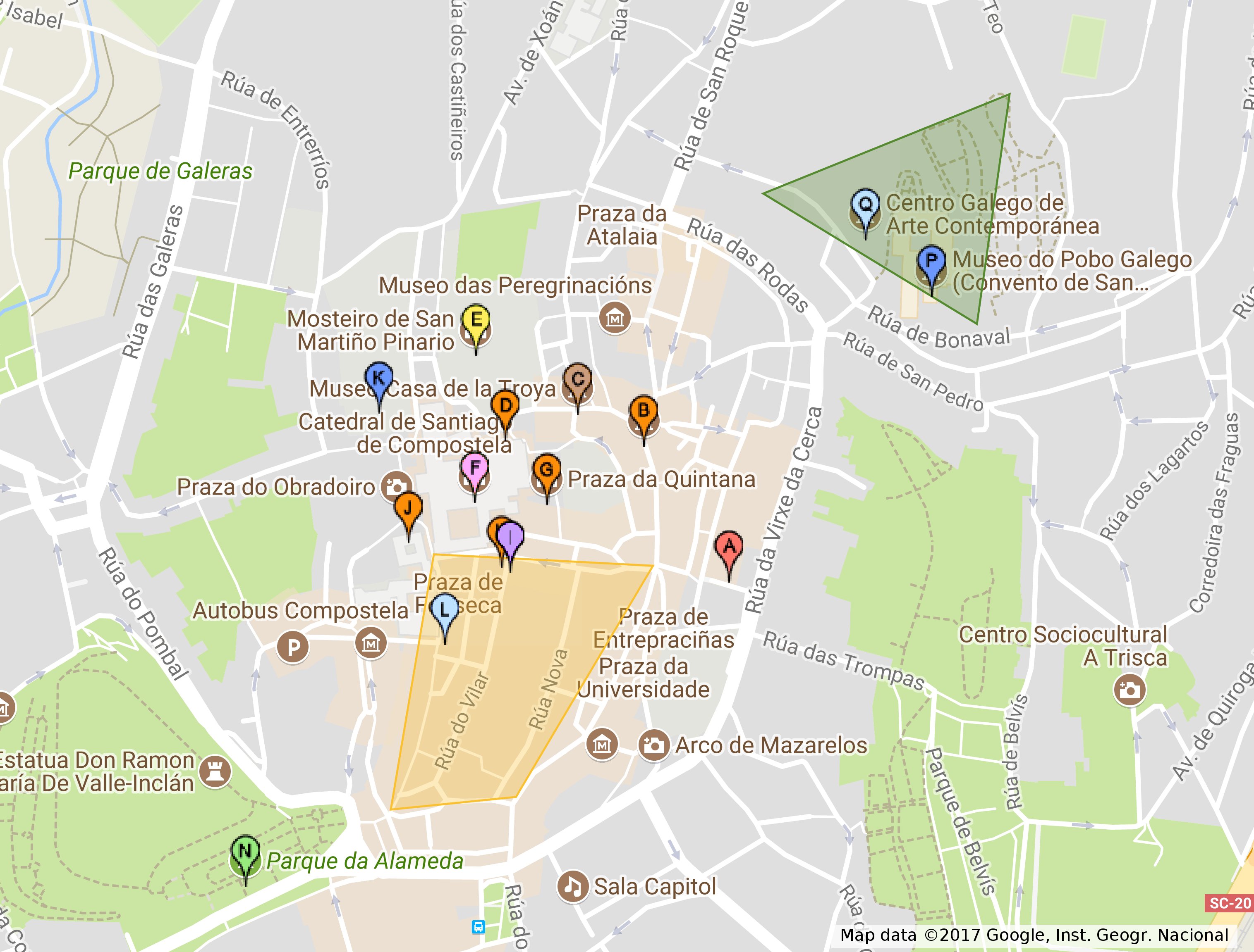 Interactive Tour Map Of Santiago De Compostela Cruise Galicia